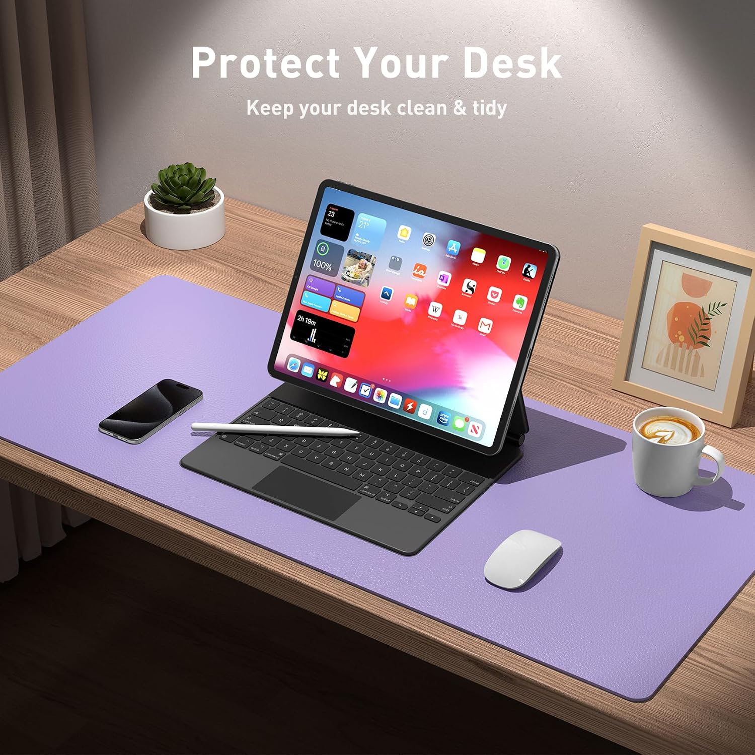 MOUSE PAD AOTHIA FAUX LEATHER DESK MAT LAVANDA 60 X 35 CM - 3