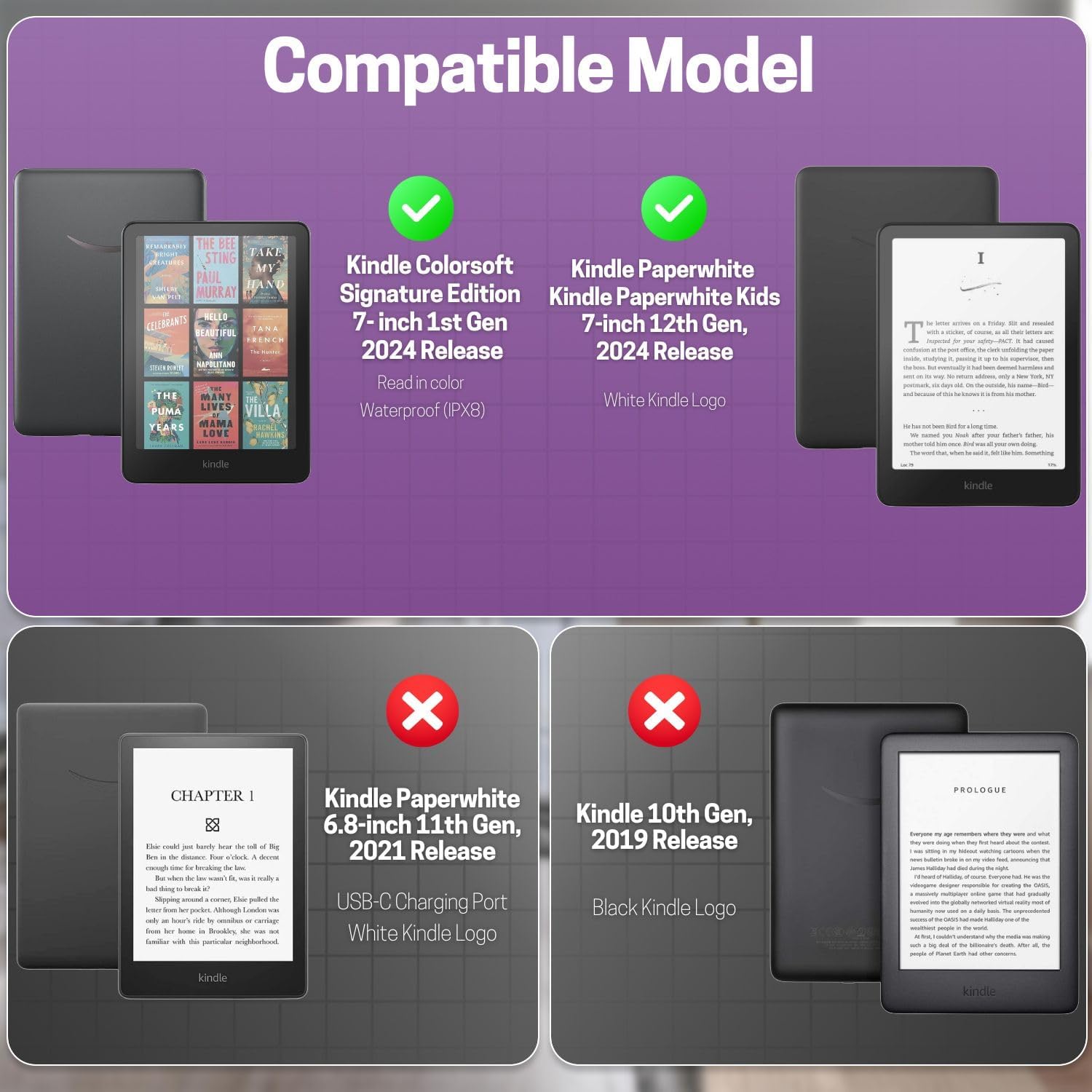 ESTUCHE TNP PARA KINDLE PAPERWHITE 12ª GENERACIÓN 7 PULGADAS PÚRPURA - 2