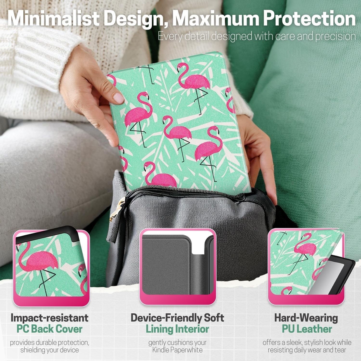 ESTUCHE TNP PARA KINDLE PAPERWHITE 12TH GEN 7 PULGADAS FLAMINGO - 5