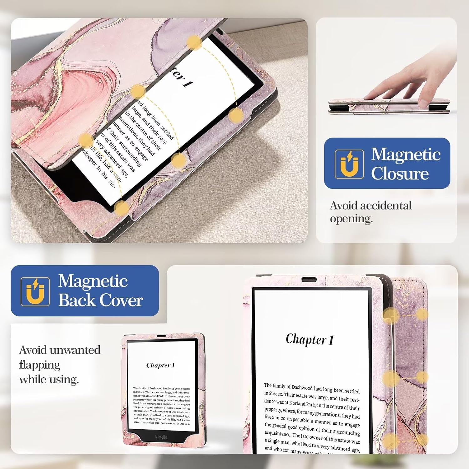 FUNDA PARA KINDLE PAPERWHITE 6' MONSDIRECT MÁRMOL ROSA - 5
