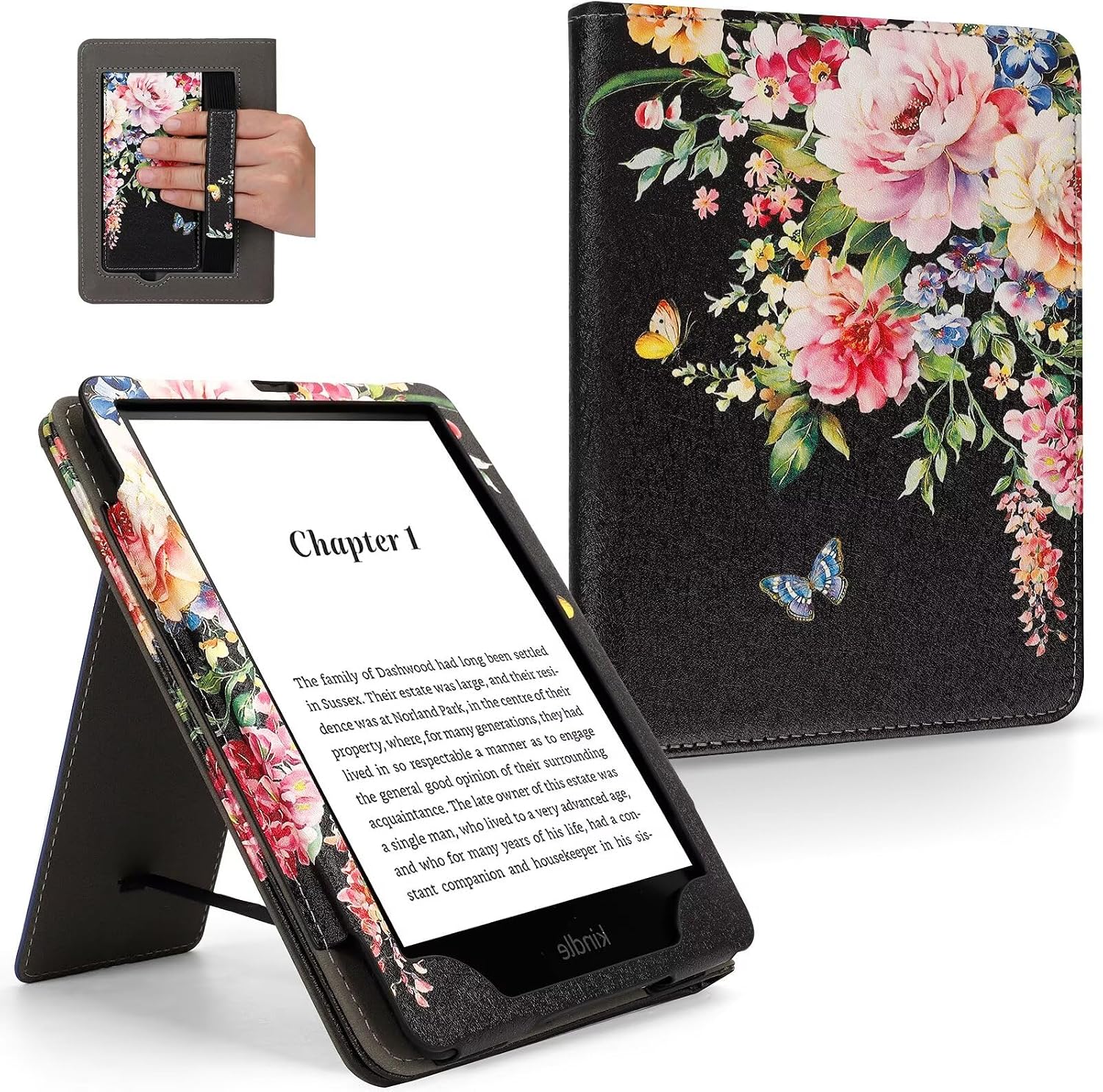 FUNDA PARA KINDLE PAPERWHITE 6' MONSDIRECT BLACK PEONY - 1