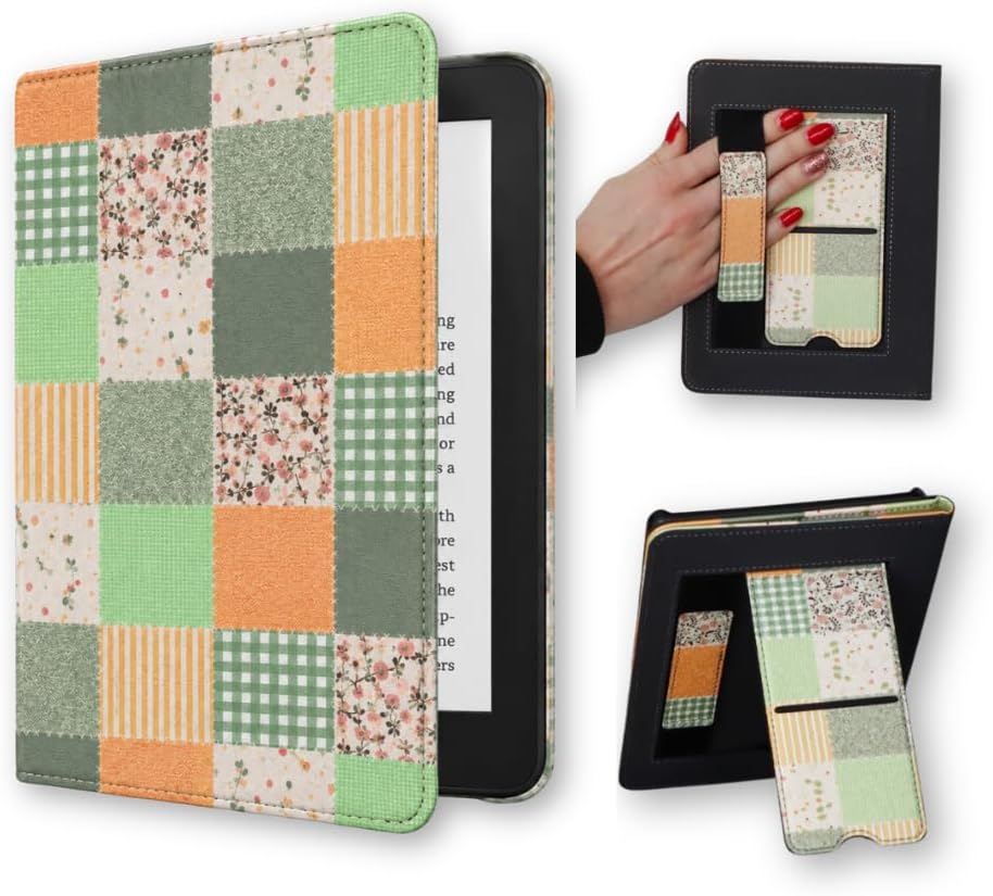 ESTUCHE PARA KINDLE LASH NEXT DOOR PATCHWORK PAGES 11TH GEN CON SOPORTE Y CORREA DE MANO - 1
