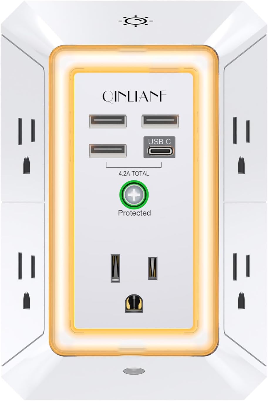 EXTENSIÓN ELÉCTRICA QINLIANF 5 TOMAS CON 4 PUERTOS USB Y PROTECTOR DE SOBRETENSIÓN - 1