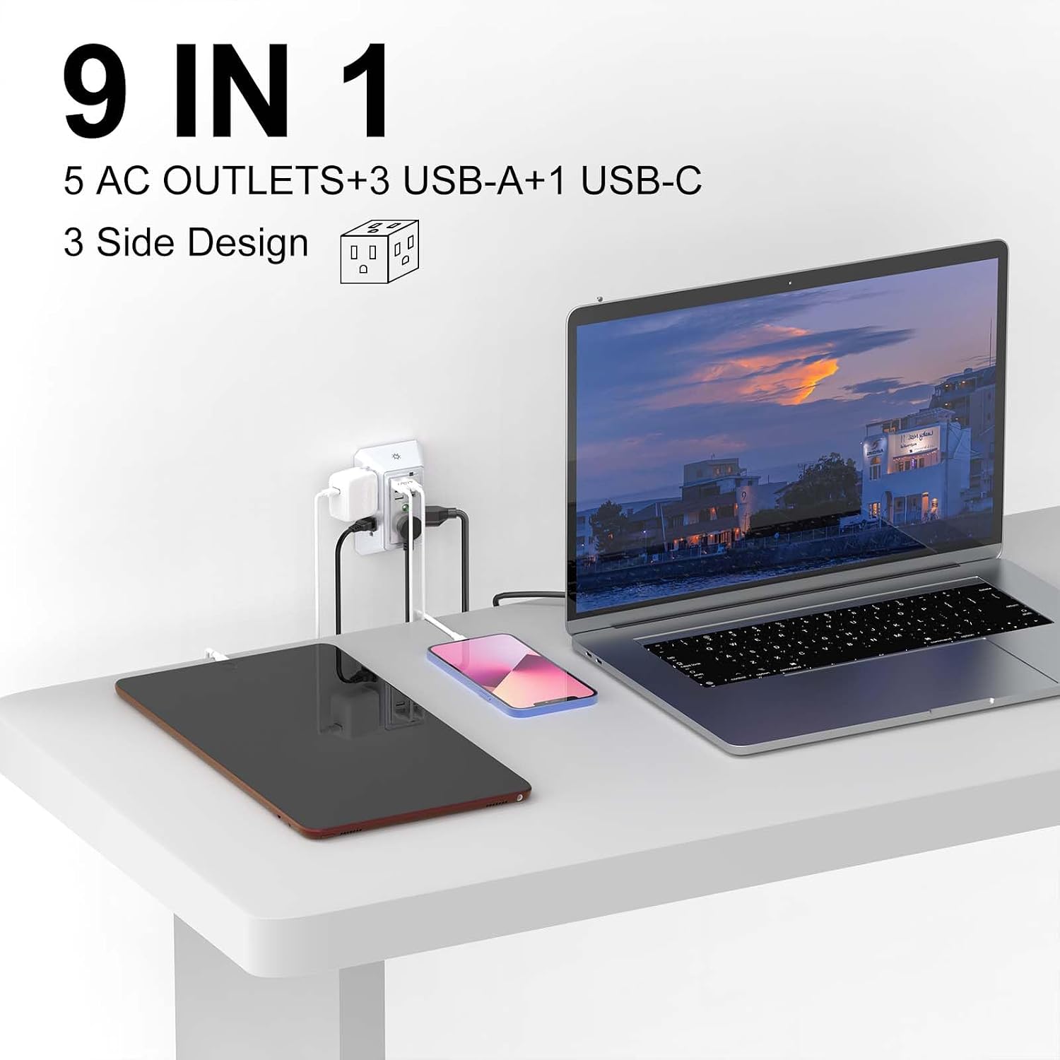 EXTENSIÓN ELÉCTRICA QINLIANF 5 TOMAS CON 4 PUERTOS USB Y PROTECTOR DE SOBRETENSIÓN - 3