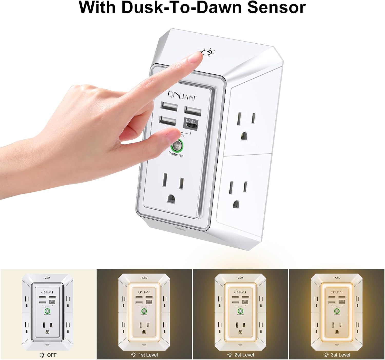EXTENSIÓN ELÉCTRICA QINLIANF 5 TOMAS CON 4 PUERTOS USB Y PROTECTOR DE SOBRETENSIÓN - 4