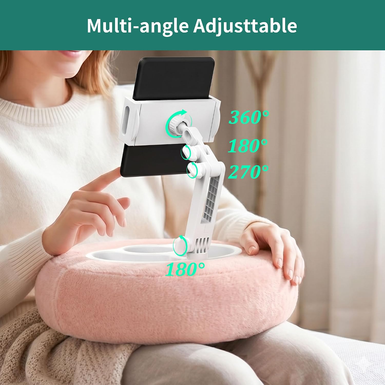 SOPORTE PARA TABLET Y KINDLE HOMEMOUNT CON BANDEJA PARA SNACKS ROSA - 3