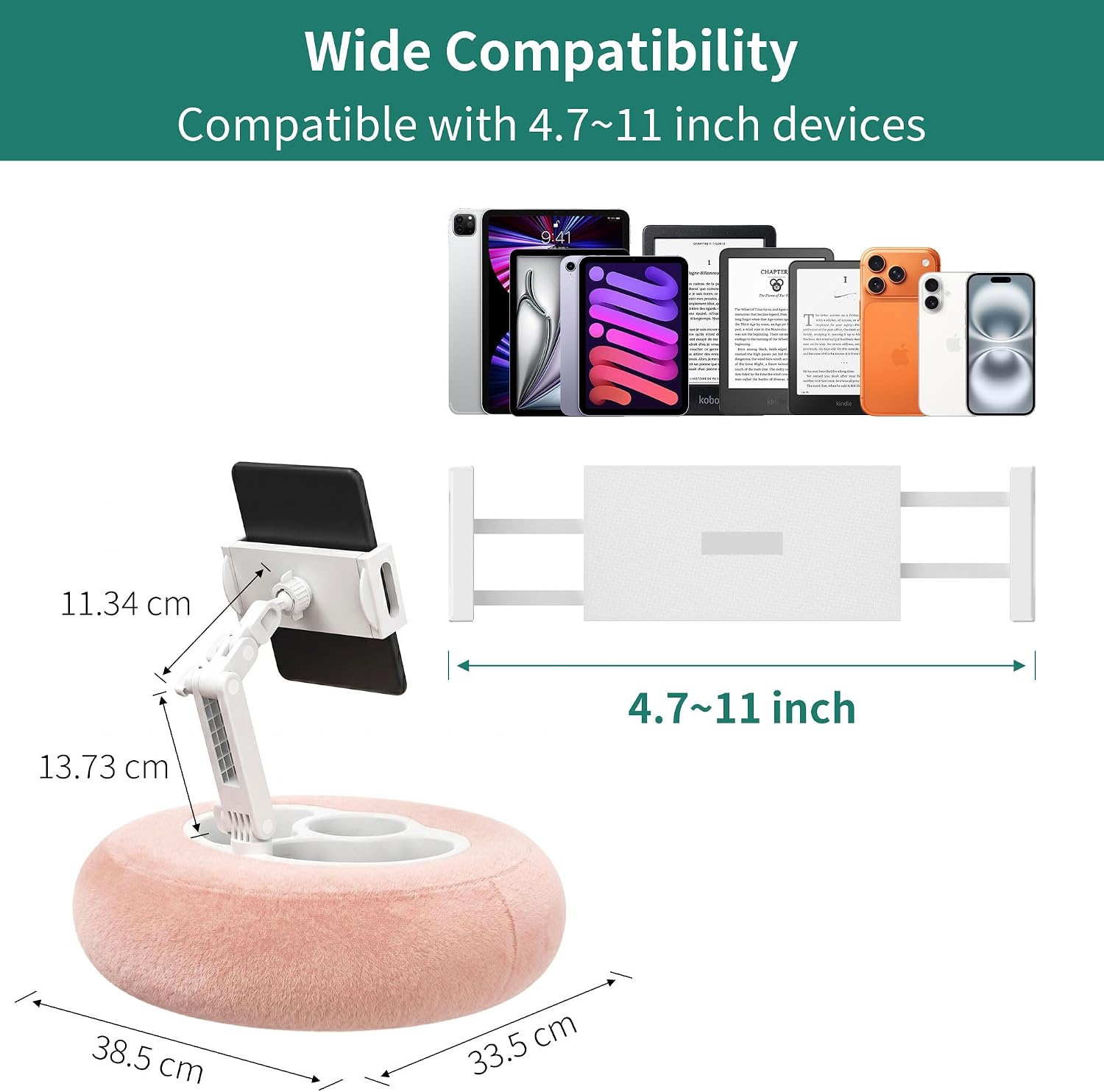 SOPORTE PARA TABLET Y KINDLE HOMEMOUNT CON BANDEJA PARA SNACKS ROSA - 4