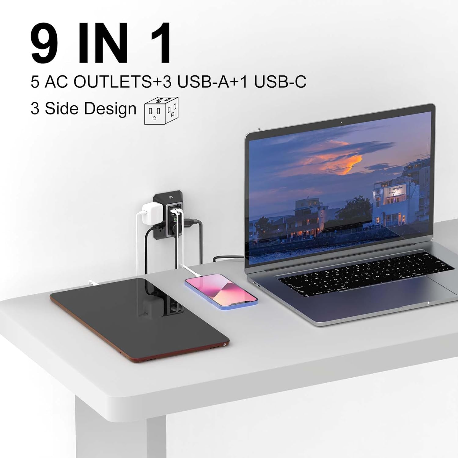 EXTENSIÓN ELÉCTRICA QINLIANF 5 TOMAS CON 4 PUERTOS USB Y PROTECTOR DE SOBRETENSIÓN - 3