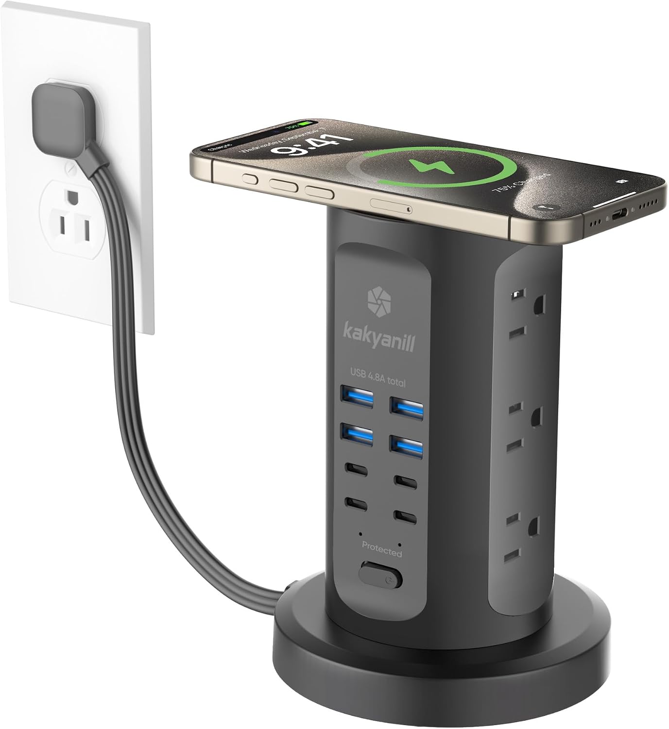 REGLETA TORRE KAKYANILL 9 TOMAS AC 8 PUERTOS USB - 1