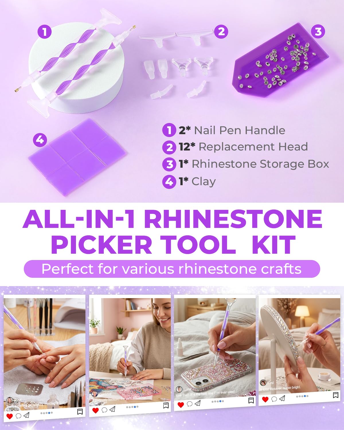 KIT DE HERRAMIENTAS PARA PEDRERÍA EUDAICFUL 16 PIEZAS CON BOLÍGRAFO Y CAJA DE ALMACENAMIENTO - 3