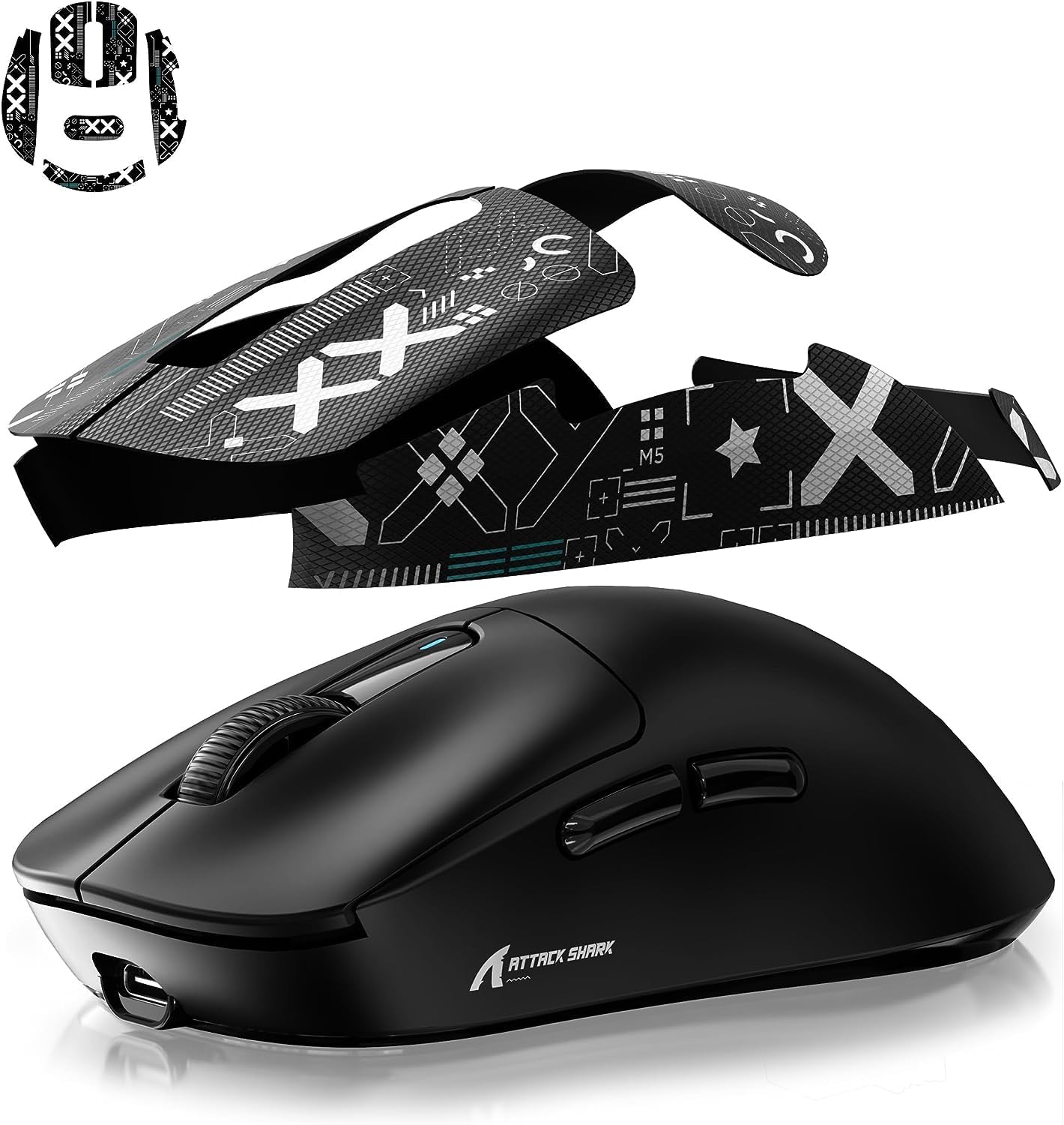 CINTA ANTIDESLIZANTE PARA MOUSE MANBASNAKE ATTACK SHARK X3 INALÁMBRICO NEGRA - 2
