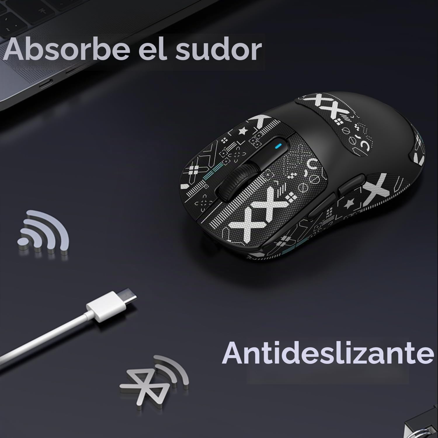 CINTA ANTIDESLIZANTE PARA MOUSE MANBASNAKE ATTACK SHARK X3 INALÁMBRICO NEGRA - 5