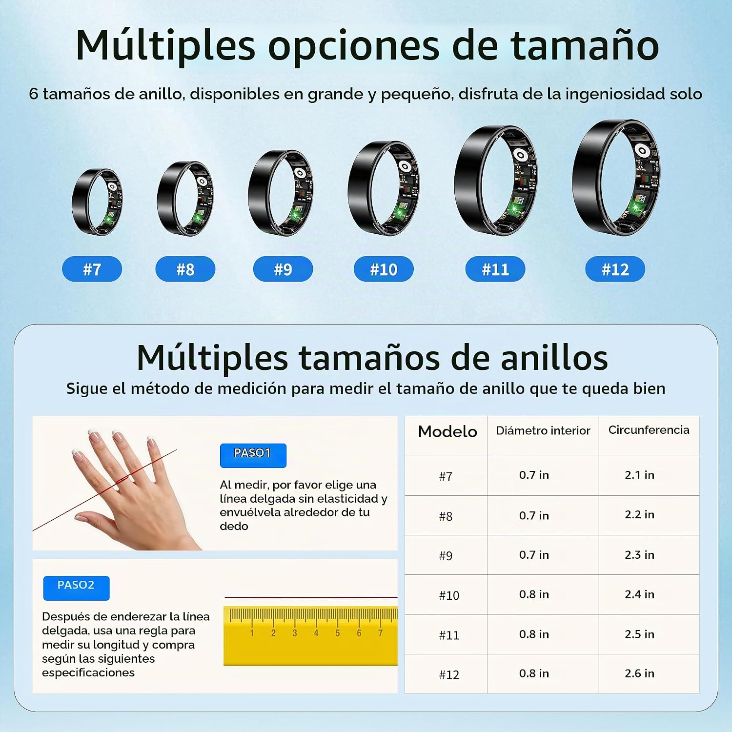 ANILLO INTELIGENTE BIEMHA PARA SALUD Y EJERCICIO, NEGRO TALLA 7 - 2