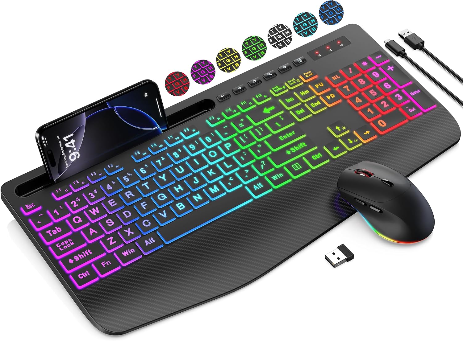 KIT INALÁMBRICO TECLADO Y MOUSE SABLUTE KM22 MAX CON RETROILUMINACIÓN Y LETRAS GRANDES - 1