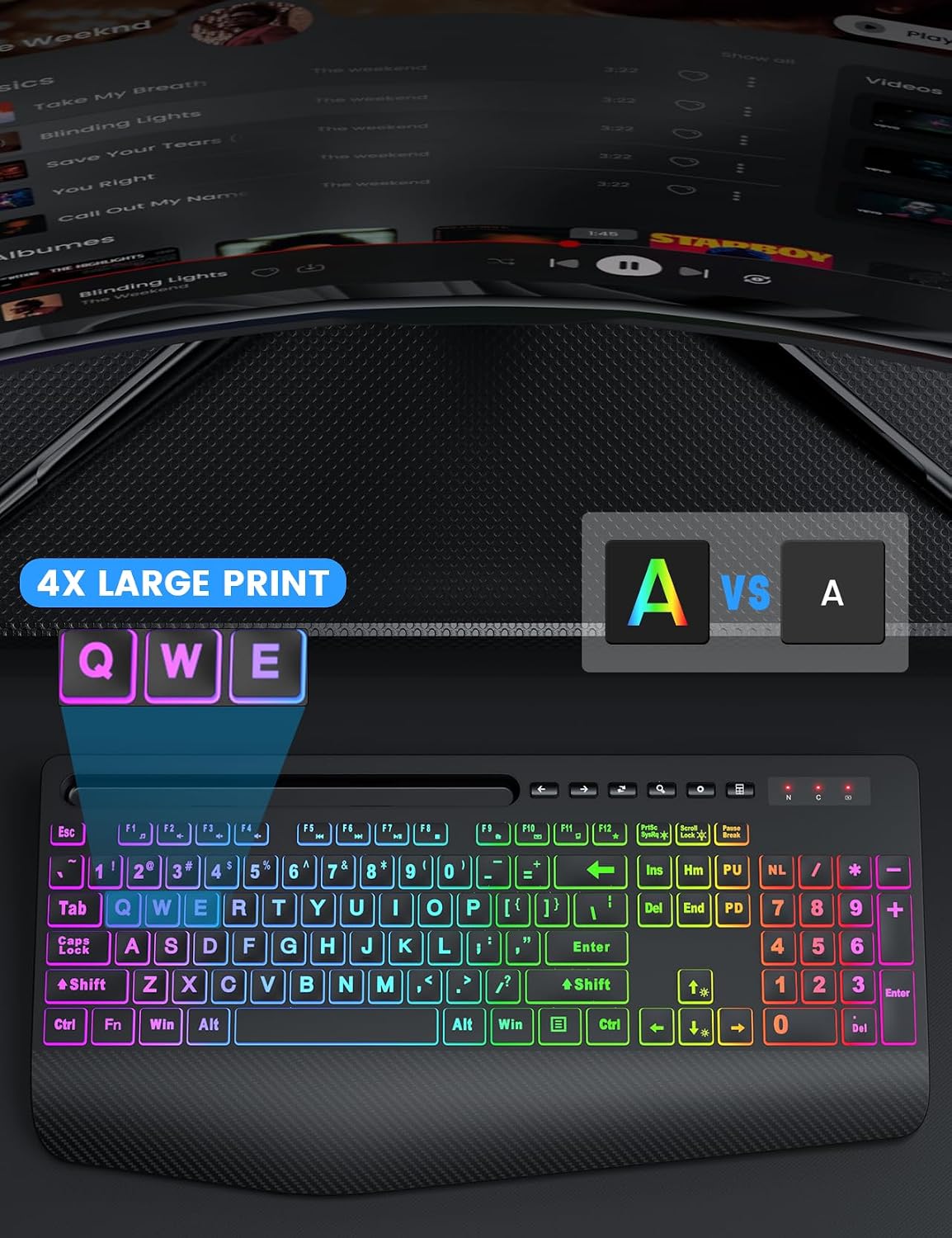 KIT INALÁMBRICO TECLADO Y MOUSE SABLUTE KM22 MAX CON RETROILUMINACIÓN Y LETRAS GRANDES - 2