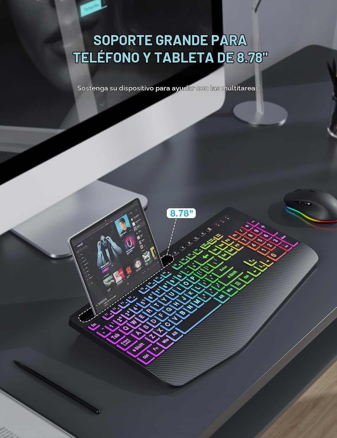 KIT INALÁMBRICO TECLADO Y MOUSE SABLUTE KM22 MAX CON RETROILUMINACIÓN Y LETRAS GRANDES - 5