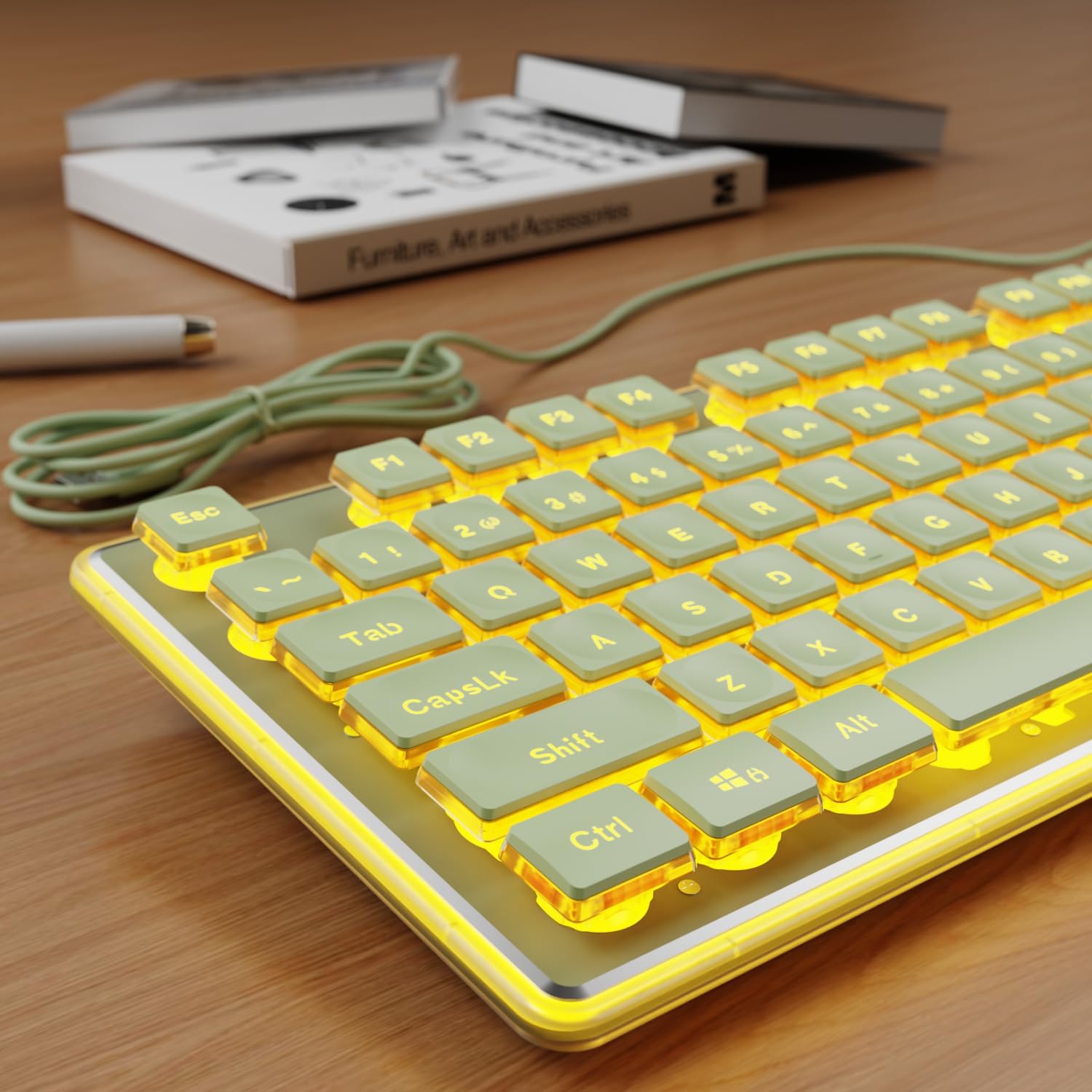 TECLADO CON CABLE SEUNKWANG GX710S RETROILUMINADO CÁLIDO VERDE - 1