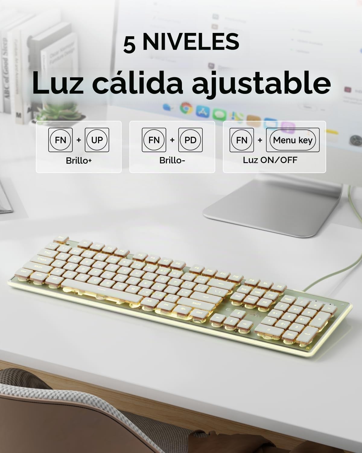 TECLADO CON CABLE SEUNKWANG GX710S RETROILUMINADO CÁLIDO VERDE - 5