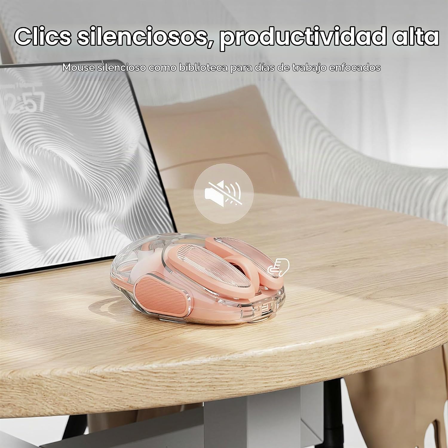 MOUSE INALÁMBRICO SEUNKWANG Q9 BLUETOOTH Y 2.4G DISEÑO TRANSPARENTE CON RGB - 4