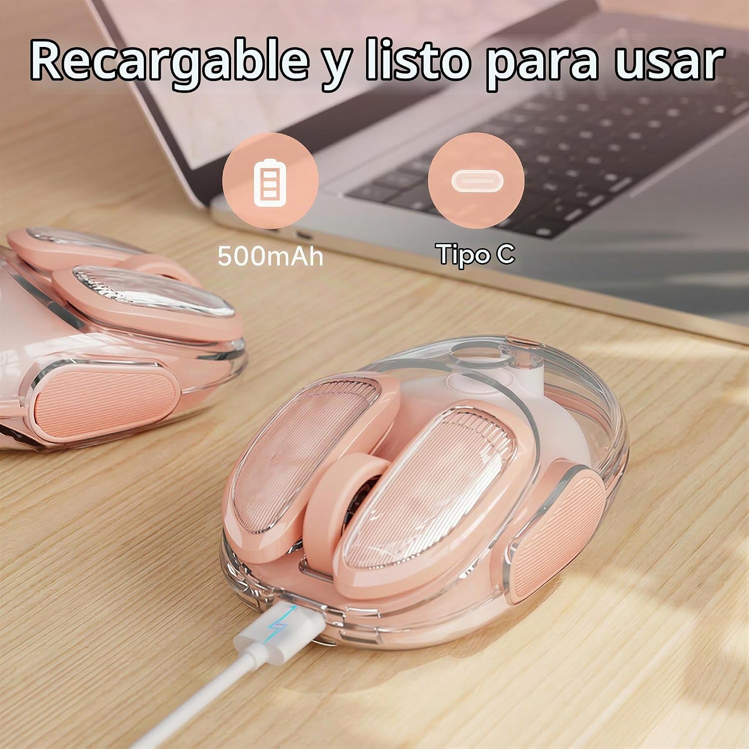 MOUSE INALÁMBRICO SEUNKWANG Q9 BLUETOOTH Y 2.4G DISEÑO TRANSPARENTE CON RGB - 5