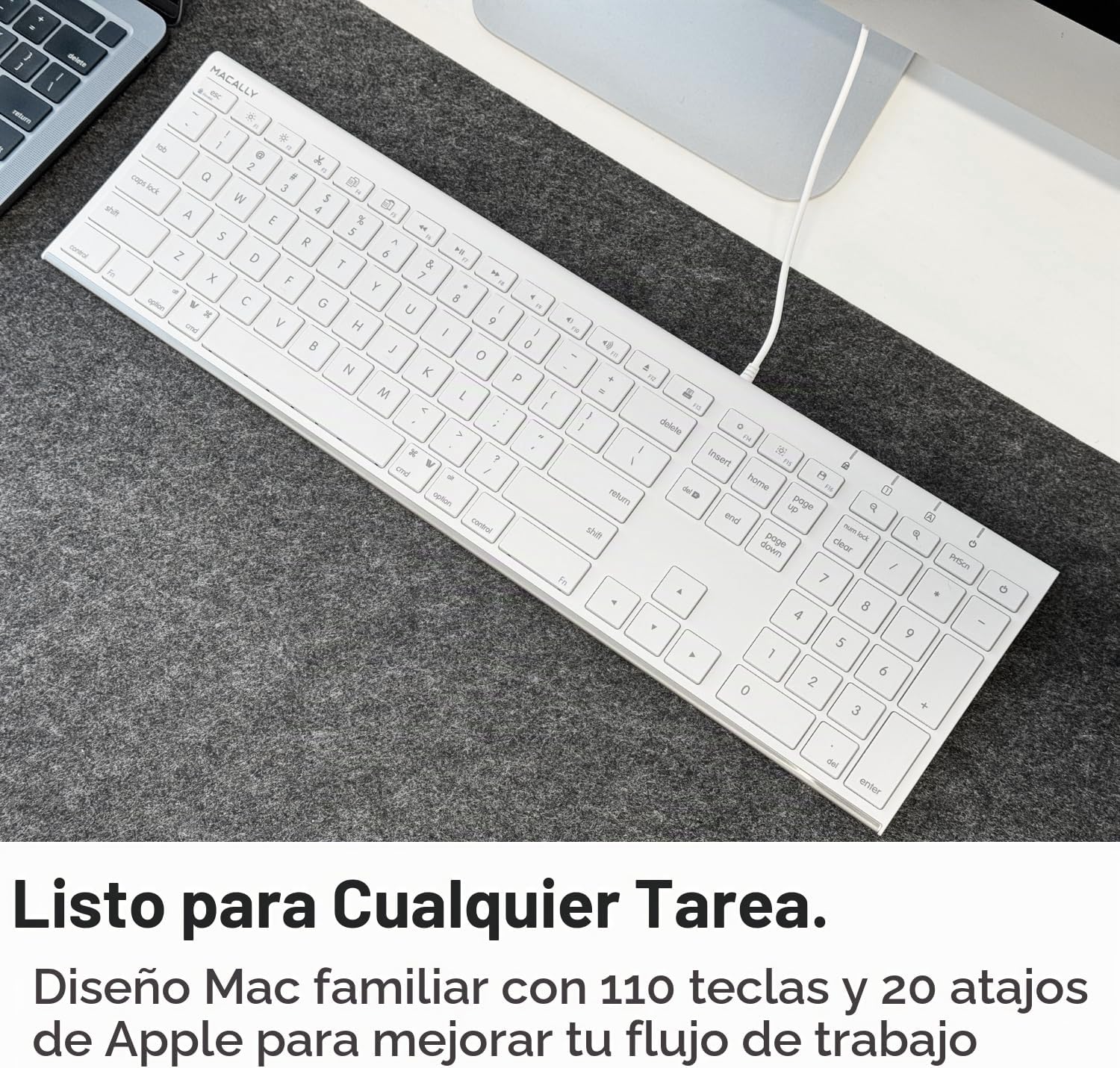 TECLADO USB CON CABLE MACALLY SLIM PARA MAC Y WINDOWS CON TECLADO NUMÉRICO - 4