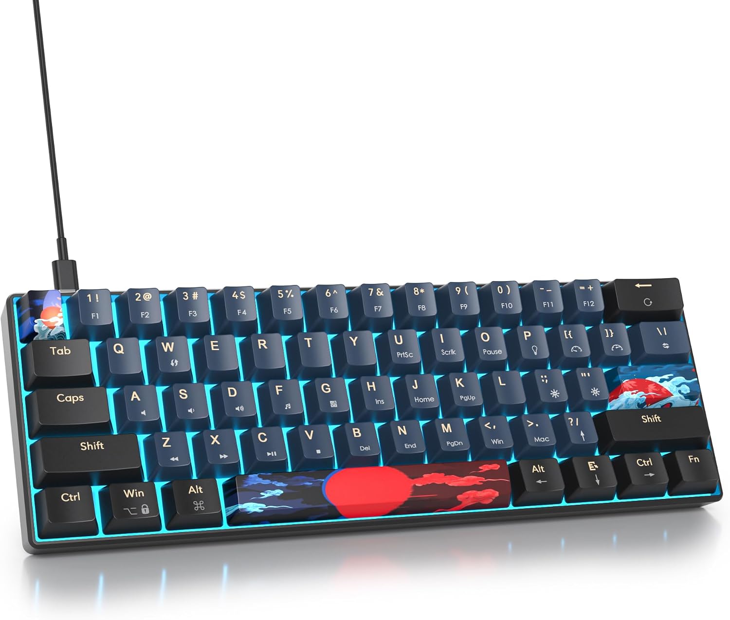TECLADO MECÁNICO OWPKEENTHY 60% CON CABLE Y RETROILUMINACIÓN AZUL HIELO - 1