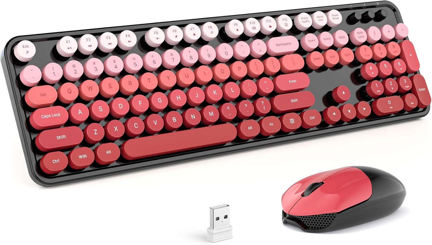 KIT DE TECLADO Y MOUSE INALÁMBRICO MOFII FULL SIZE 2.4G NEGRO CON DEGRADADO ROJO - 1