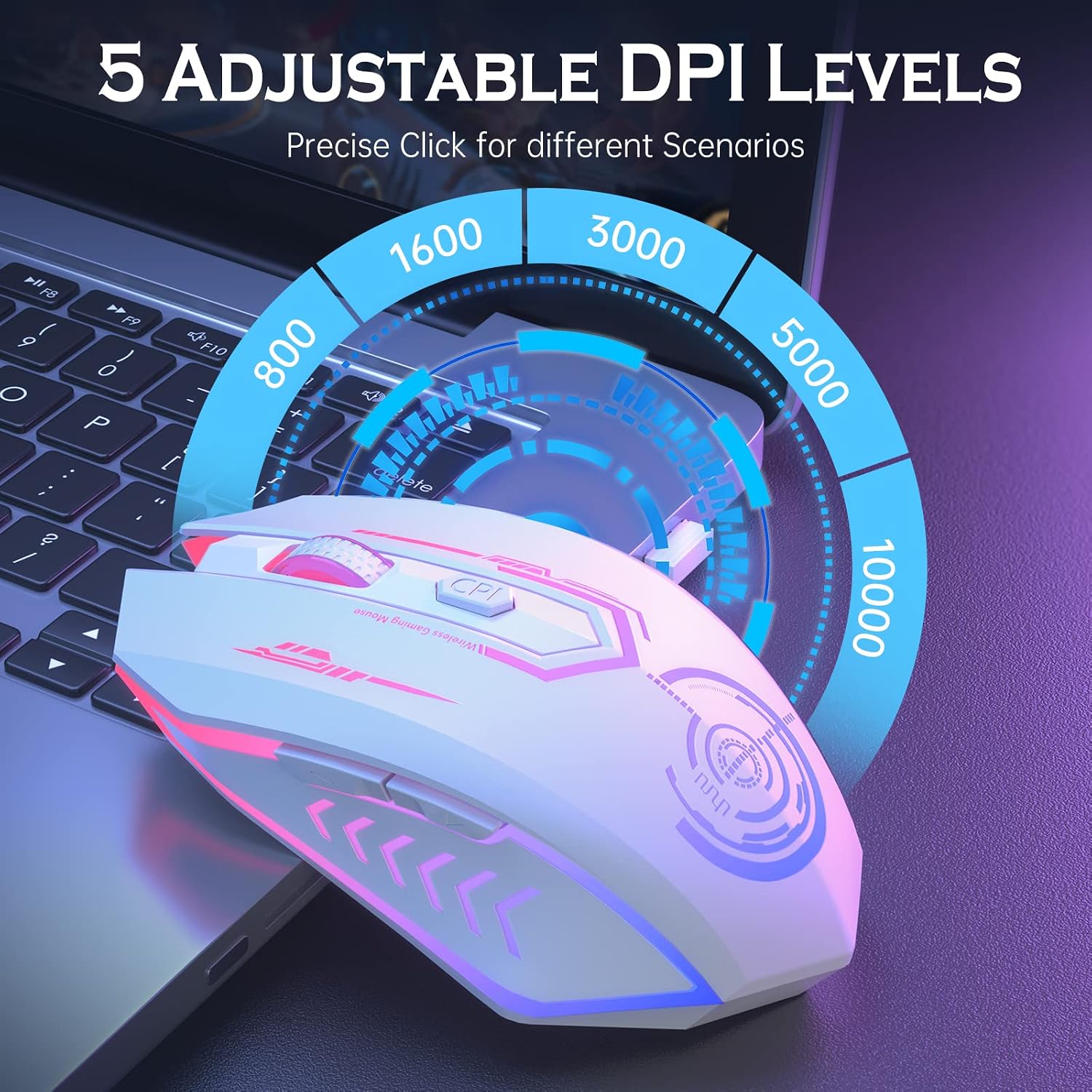 MOUSE GAMER UHURU WIRELESS RECARGABLE 10000 DPI LED - 2