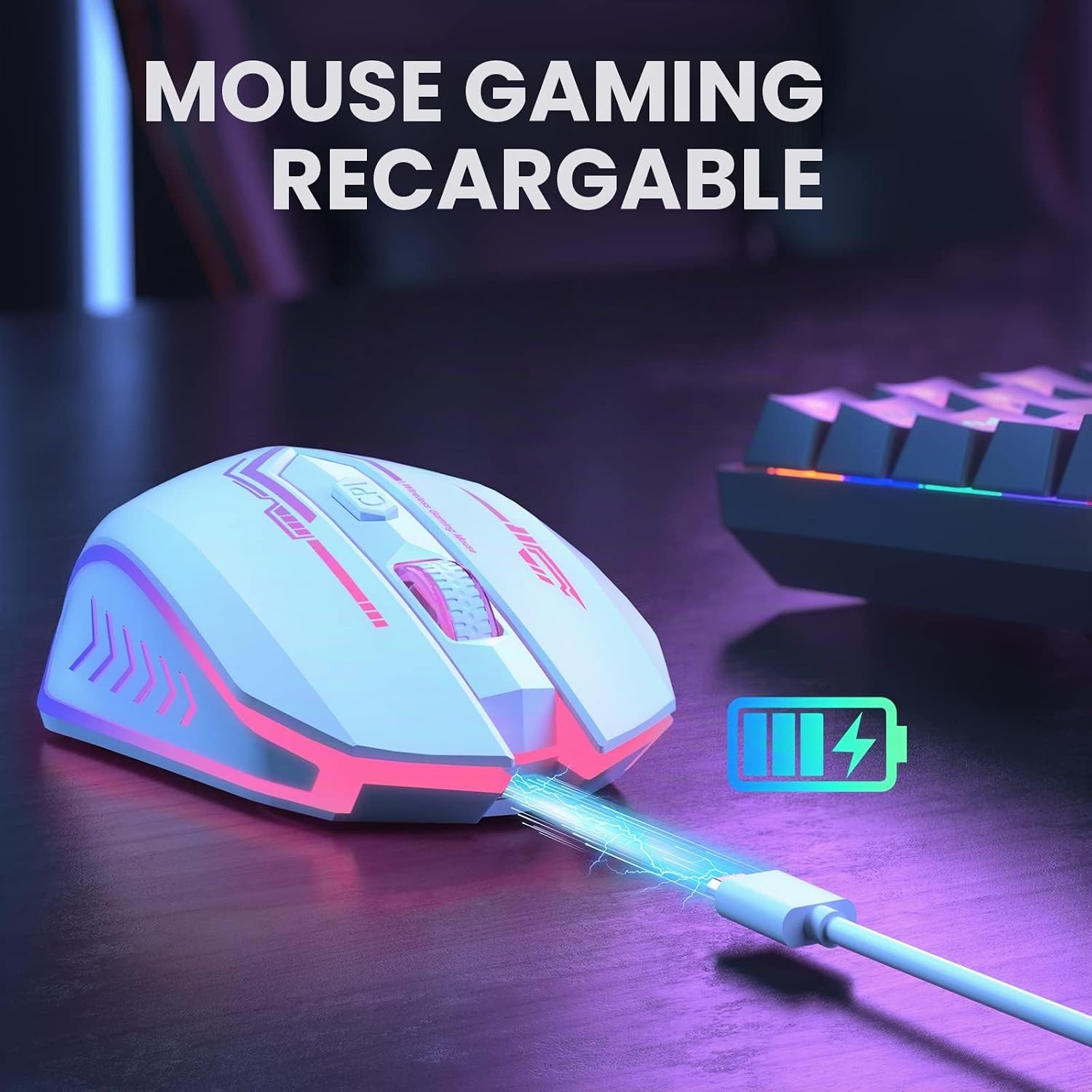 MOUSE GAMER UHURU WIRELESS RECARGABLE 10000 DPI LED - 5