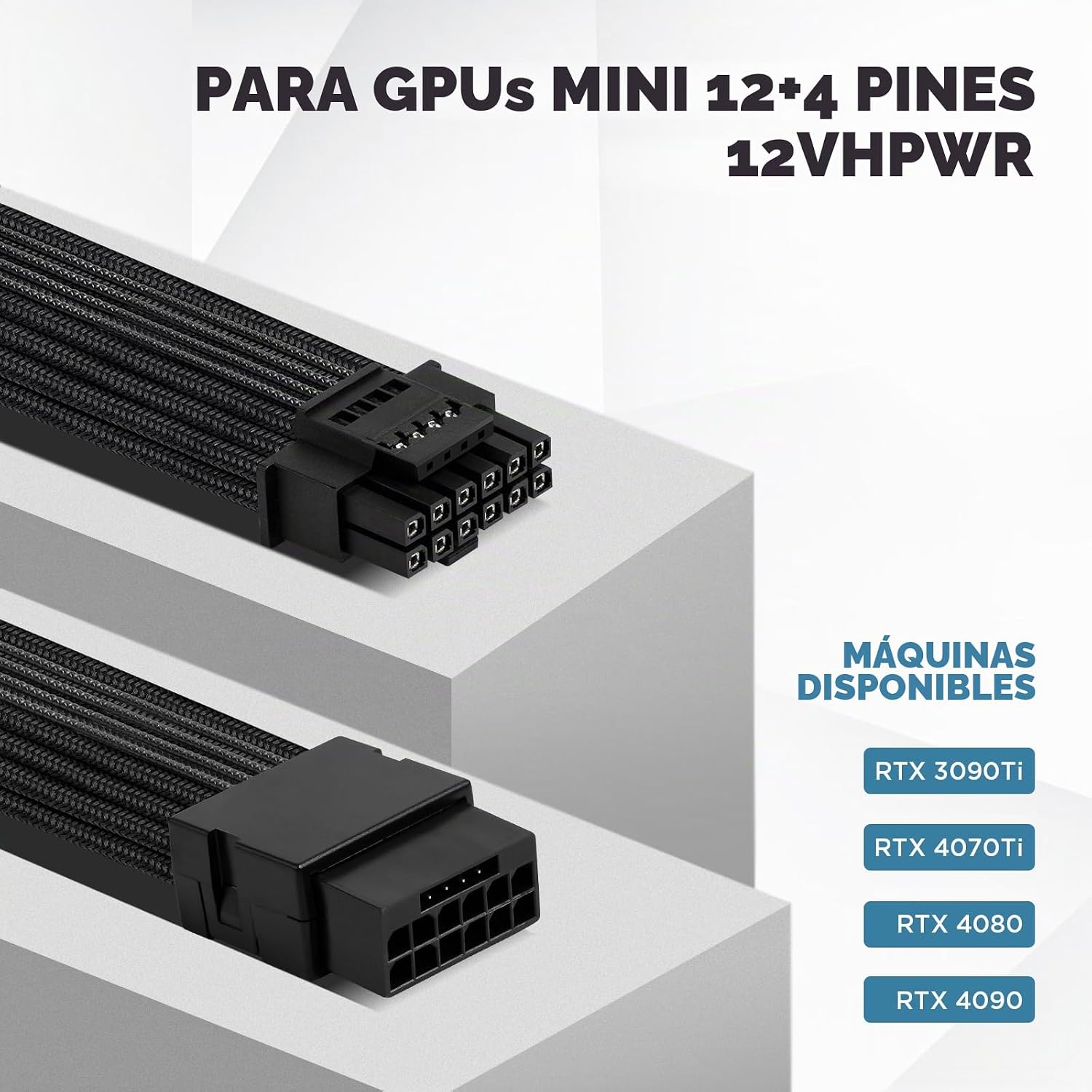 CABLE ADAPTADOR DE EXTENSIÓN ASIAHORSE 12VHPWR 16 PINES 30 CM NEGRO - 3
