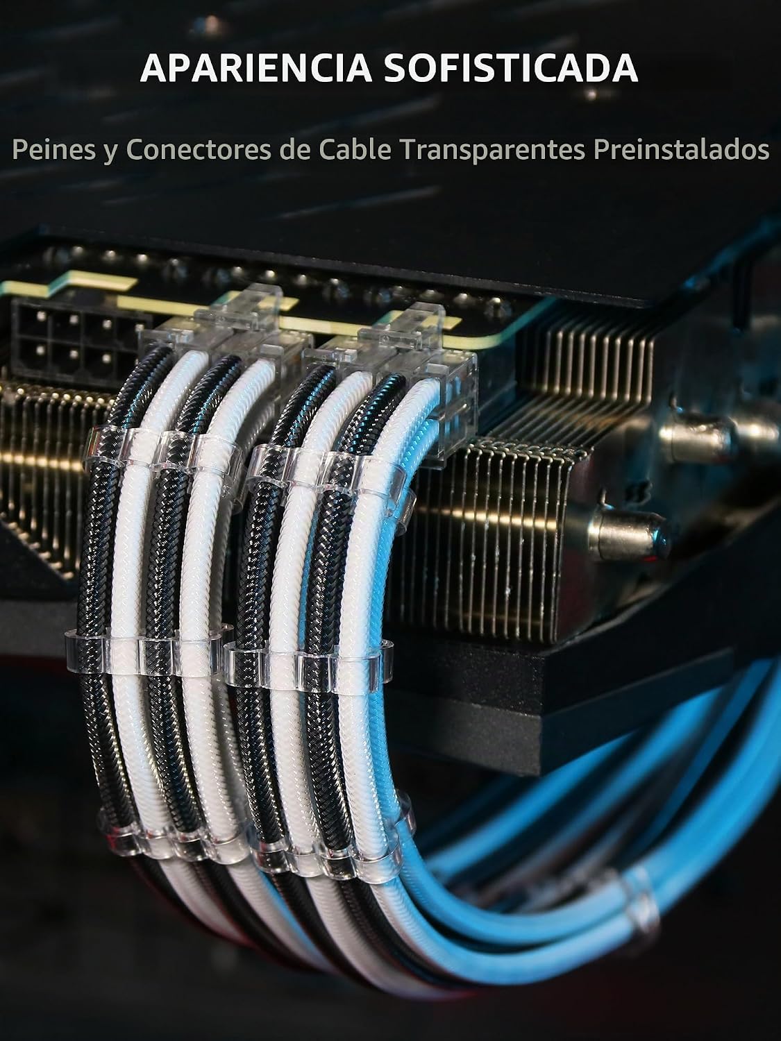 EXTENSIÓN DE CABLE PARA FUENTE DE PODER SIRLYR 4 KITS 24 PINES Y 8 PINES NEGRO Y BLANCO - 4