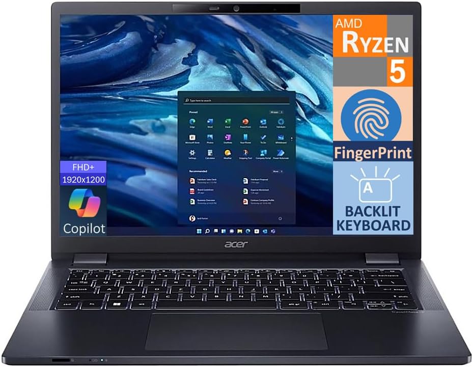 LAPTOP ACER TRAVELMATE P4 14' WUXGA RYZEN 5 PRO 6650U 16GB DDR5 512GB SSD RADEON 660M AZUL - 1