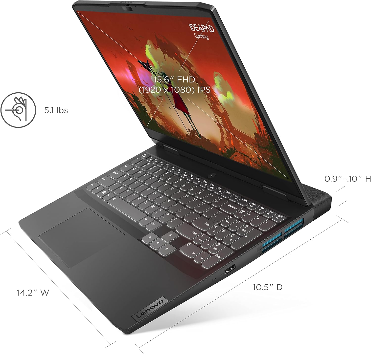 LAPTOP LENOVO IDEAPAD GAMING 3 RYZEN 5 6600H 15.6' FHD 120HZ RTX 3050 8GB DDR5 256GB NVME WINDOWS 11 HOME - 3