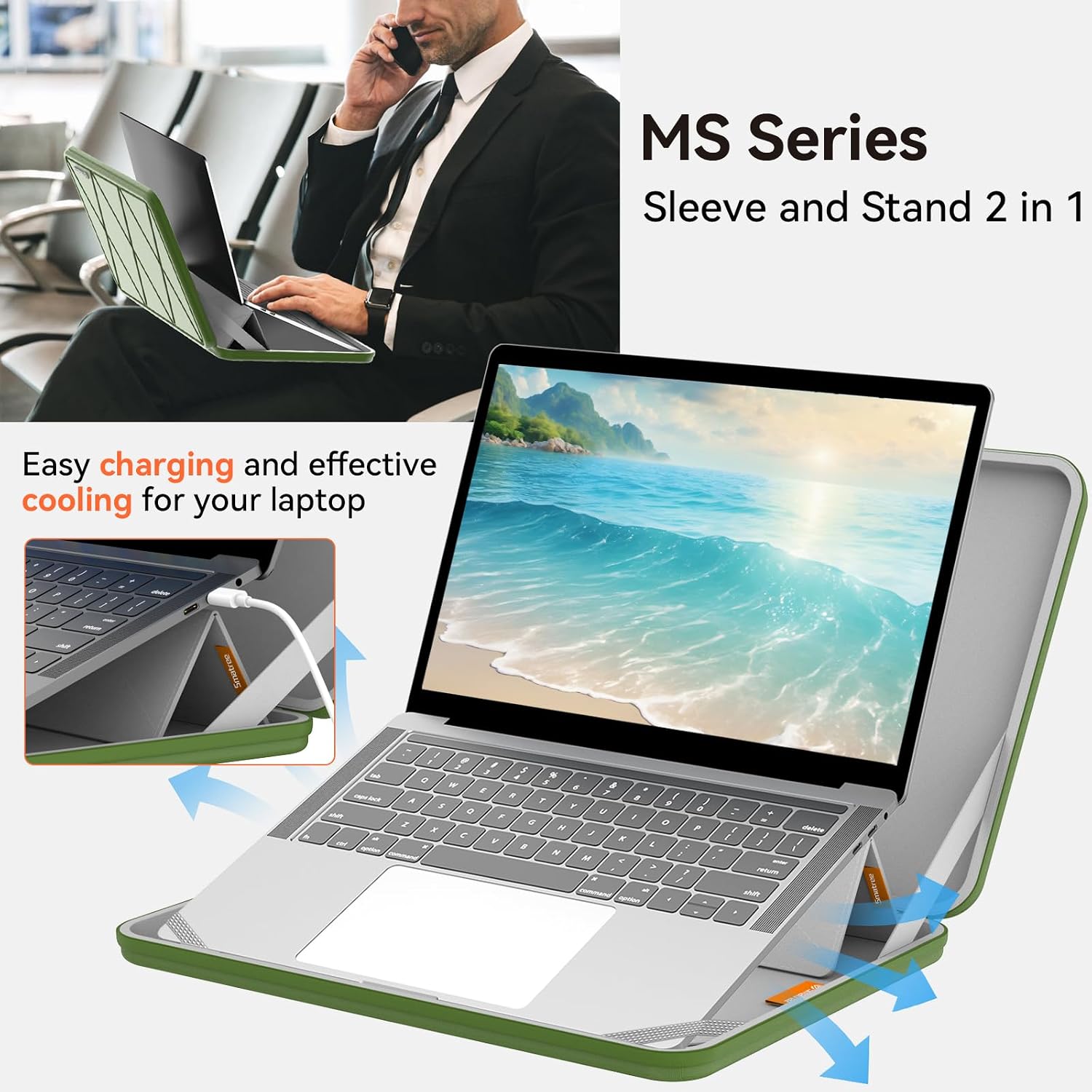 FUNDA RÍGIDA CON SOPORTE SMATREE MS98 PARA LAPTOP GIGABYTE AORUS G6X 16 PULGADAS 2024 - 4
