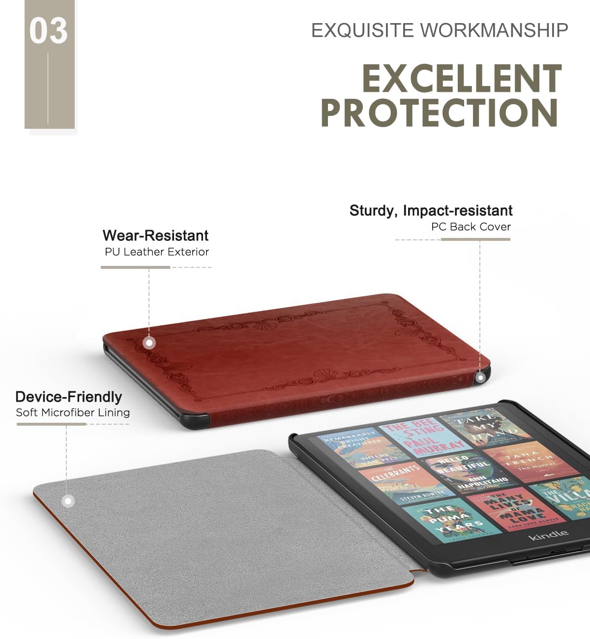 FUNDA PARA KINDLE PAPERWHITE 7' MOKO VINTAGE STYLE 12ª GEN 2024 - 4