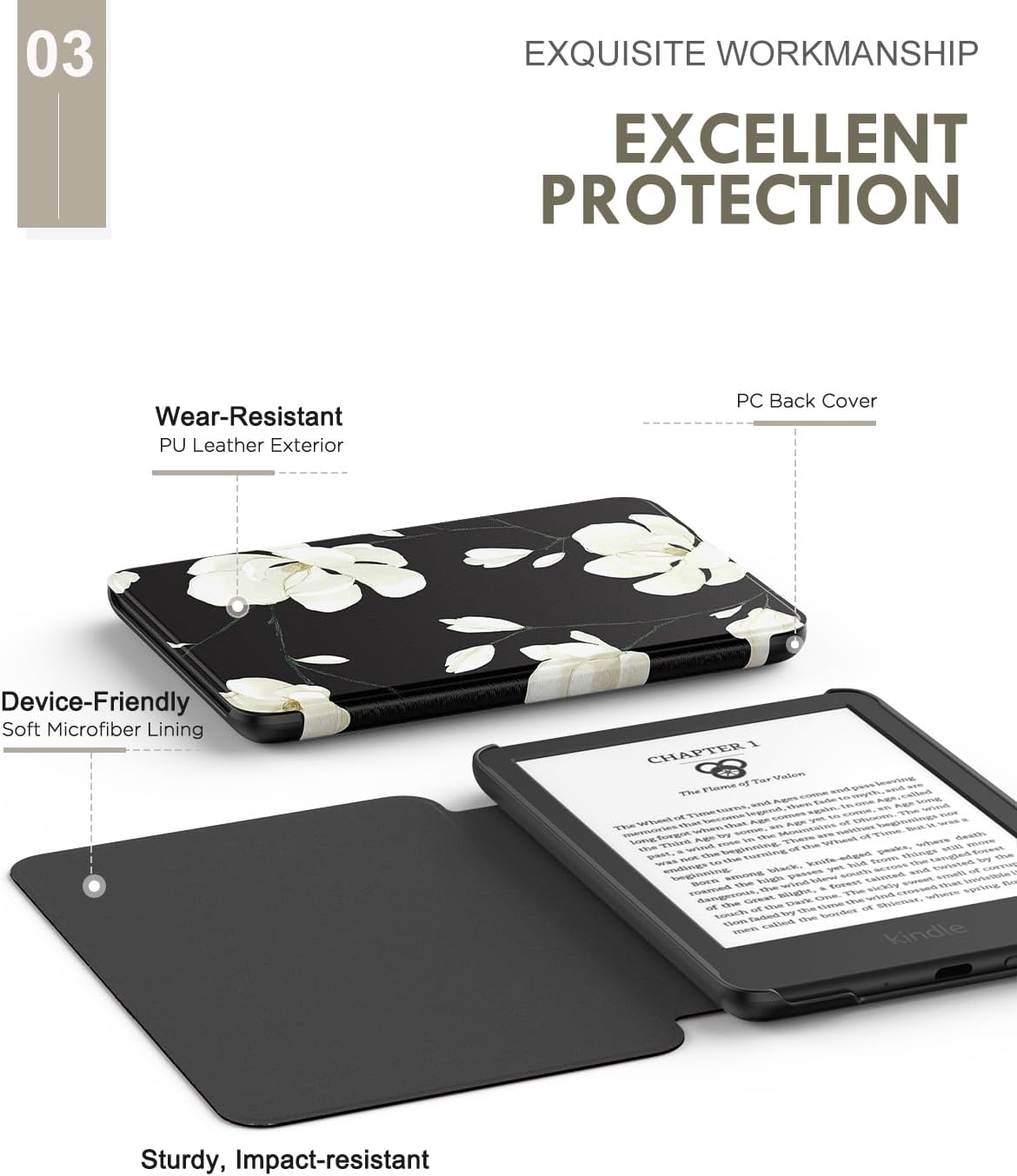 FUNDA PARA KINDLE BASIC 6' MOKO 11ª GEN 2024/2022 MAGNOLIA - 4