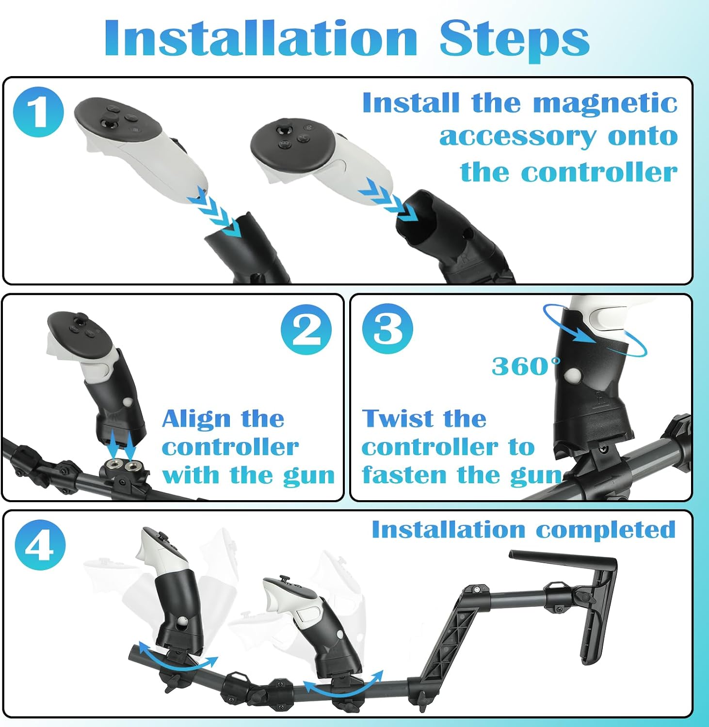 ACCESORIO VR CBDYWVR MAGNETIC GUN STOCK PARA QUEST 3/3S AJUSTABLE - 2