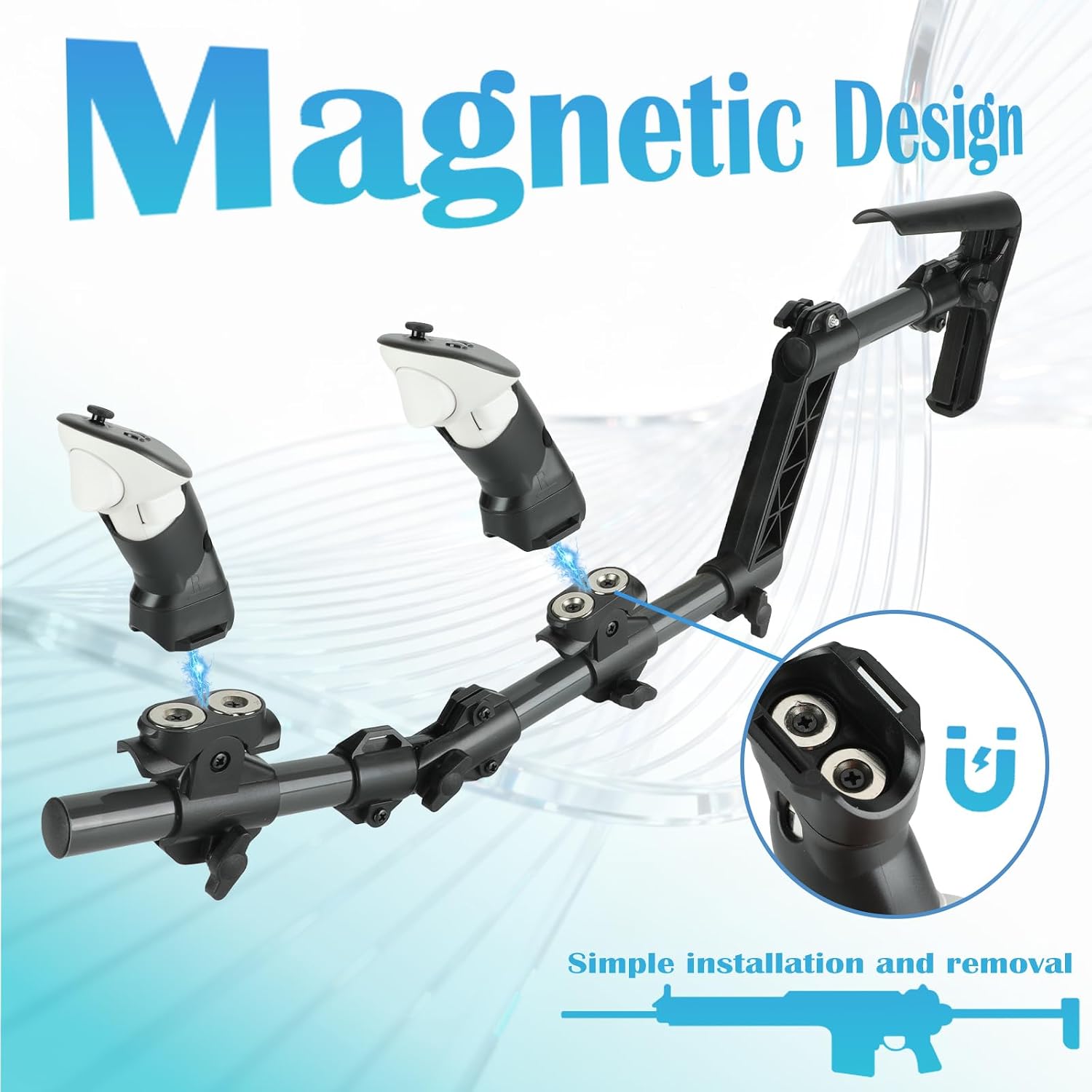 ACCESORIO VR CBDYWVR MAGNETIC GUN STOCK PARA QUEST 3/3S AJUSTABLE - 3