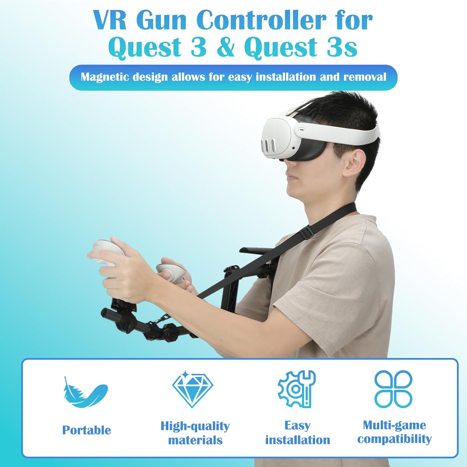 ACCESORIO VR CBDYWVR MAGNETIC GUN STOCK PARA QUEST 3/3S AJUSTABLE - 4