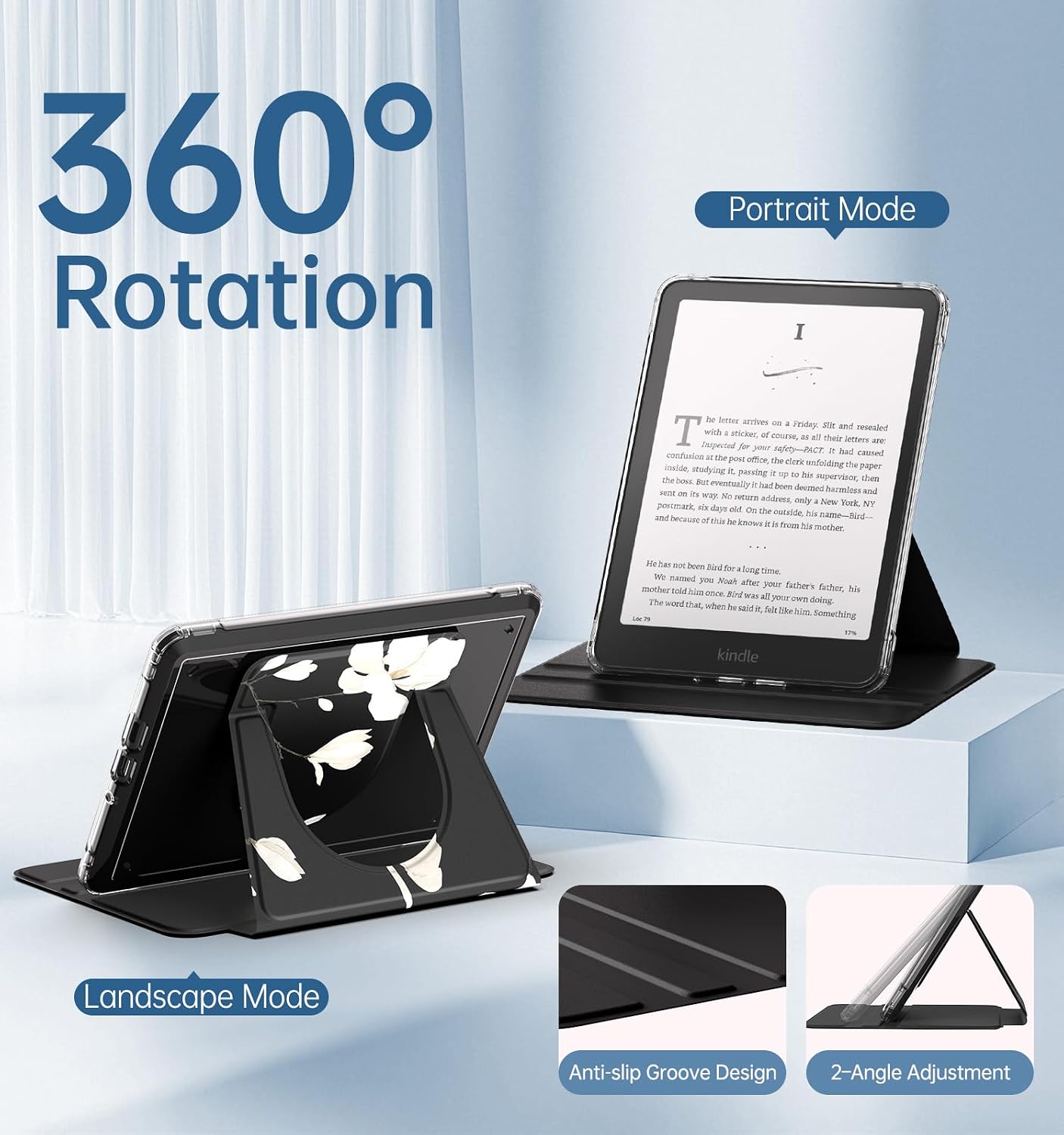 FUNDA MOKO 360° ROTATIVA DESMONTABLE PARA EBOOK READER 7' MAGNOLIA - 4