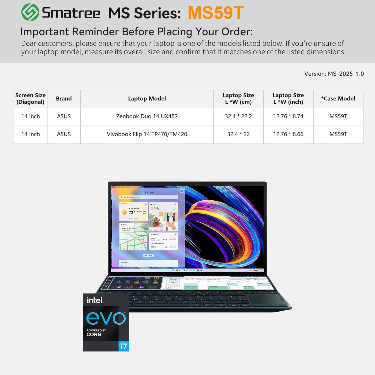 FUNDA RÍGIDA SMATREE MS59T CON SOPORTE PARA ASUS ZENBOOK DUO 14 UX482 - 2