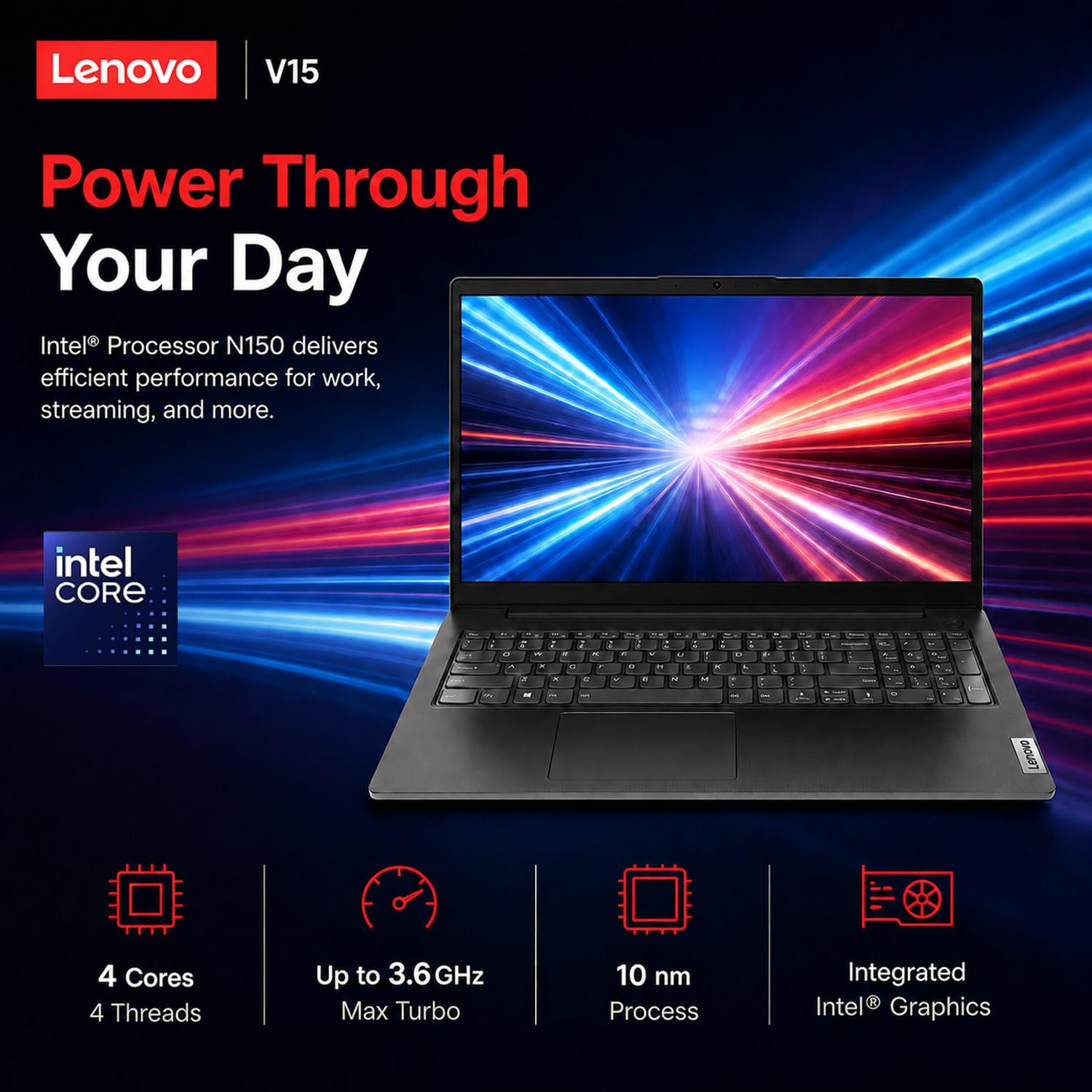 LAPTOP LENOVO NEW V15 BUSINESS 2026 PREMIUM EDITION INTEL N150 8GB 512GB 15.6' FHD GRIS - 3