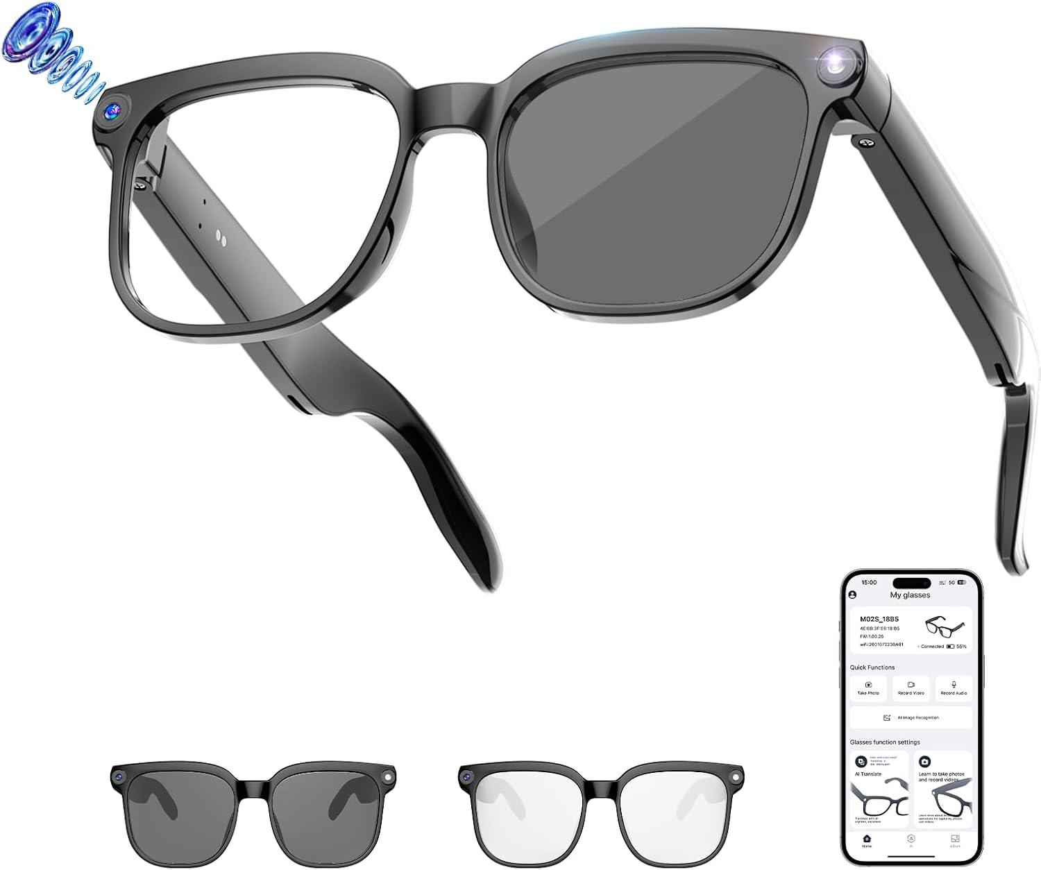 GAFAS INTELIGENTES ZROLENCA AI CON CÁMARA 8MP, VIDEO 4K Y TRADUCCIÓN EN 139 IDIOMAS - 1