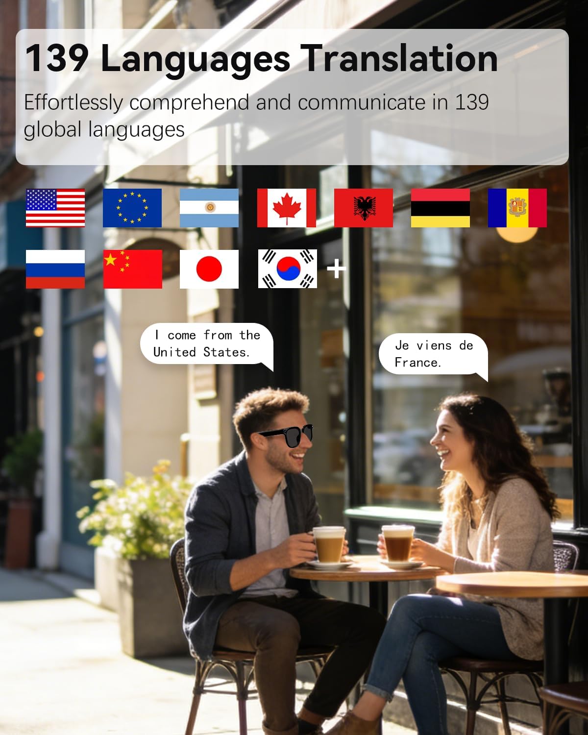 GAFAS INTELIGENTES ZROLENCA AI CON CÁMARA 8MP, VIDEO 4K Y TRADUCCIÓN EN 139 IDIOMAS - 4