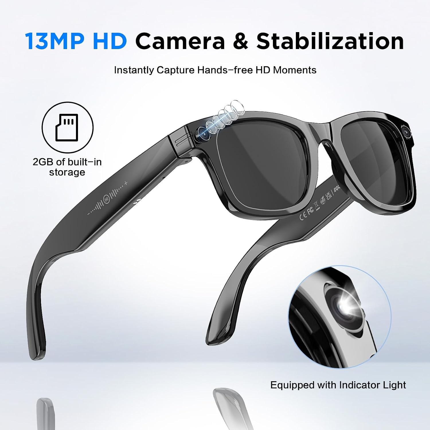 GAFAS INTELIGENTES CON CÁMARA EGQINR 13MP HD - 2