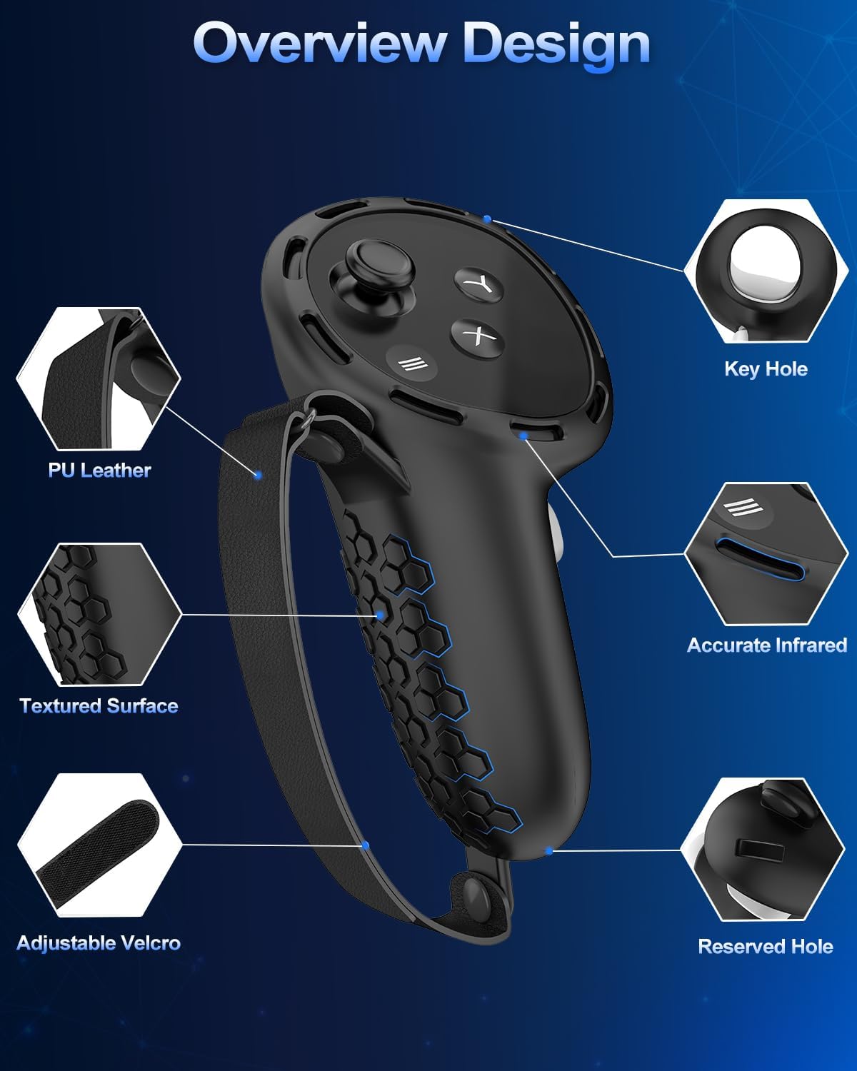 ACCESORIOS AMZDM GRIP PARA CONTROLES META QUEST 3S NEGRO - 3
