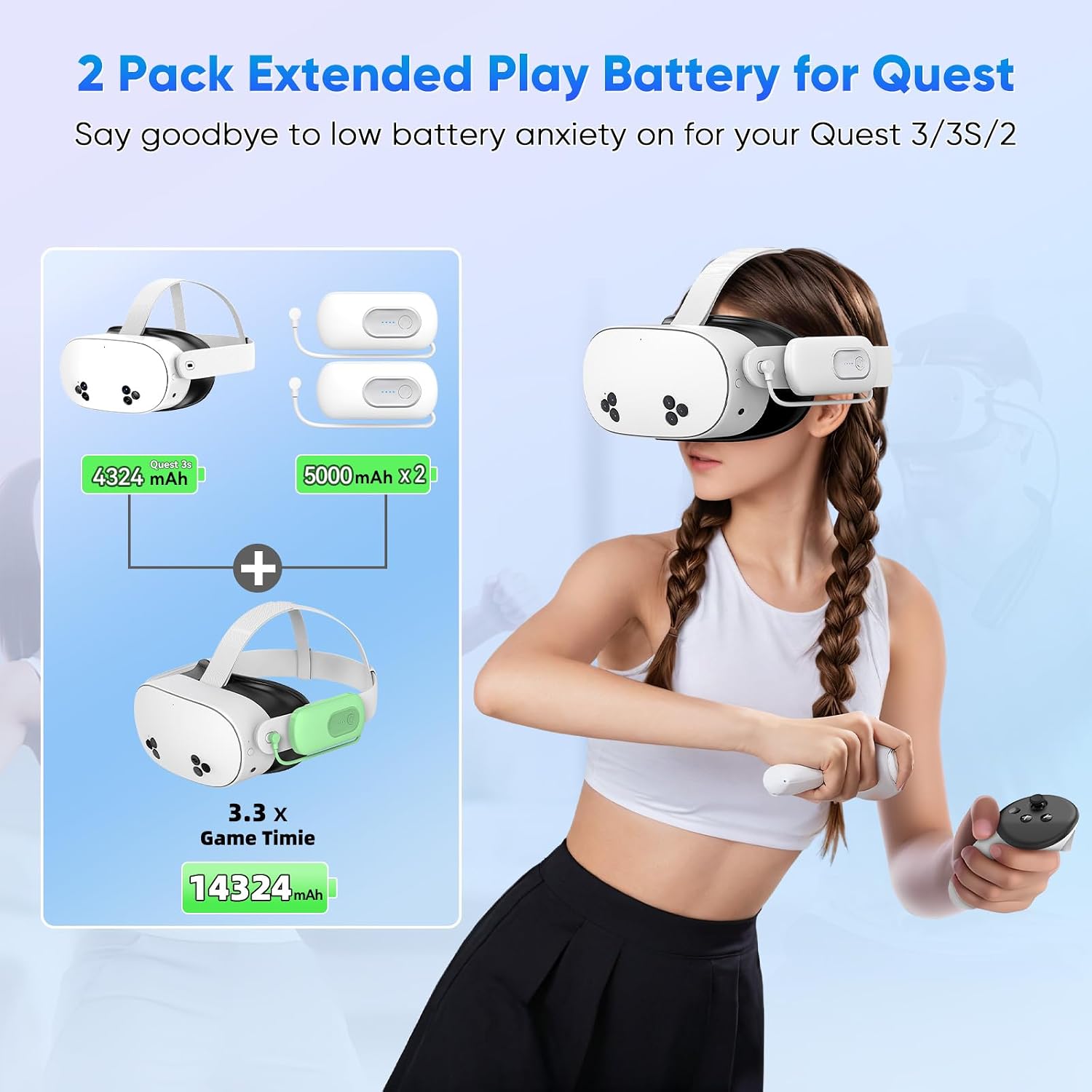 BATERÍA EXTERNA YUANHOT 2 PACK 20000MWH PARA META QUEST 3/3S/2 - 2