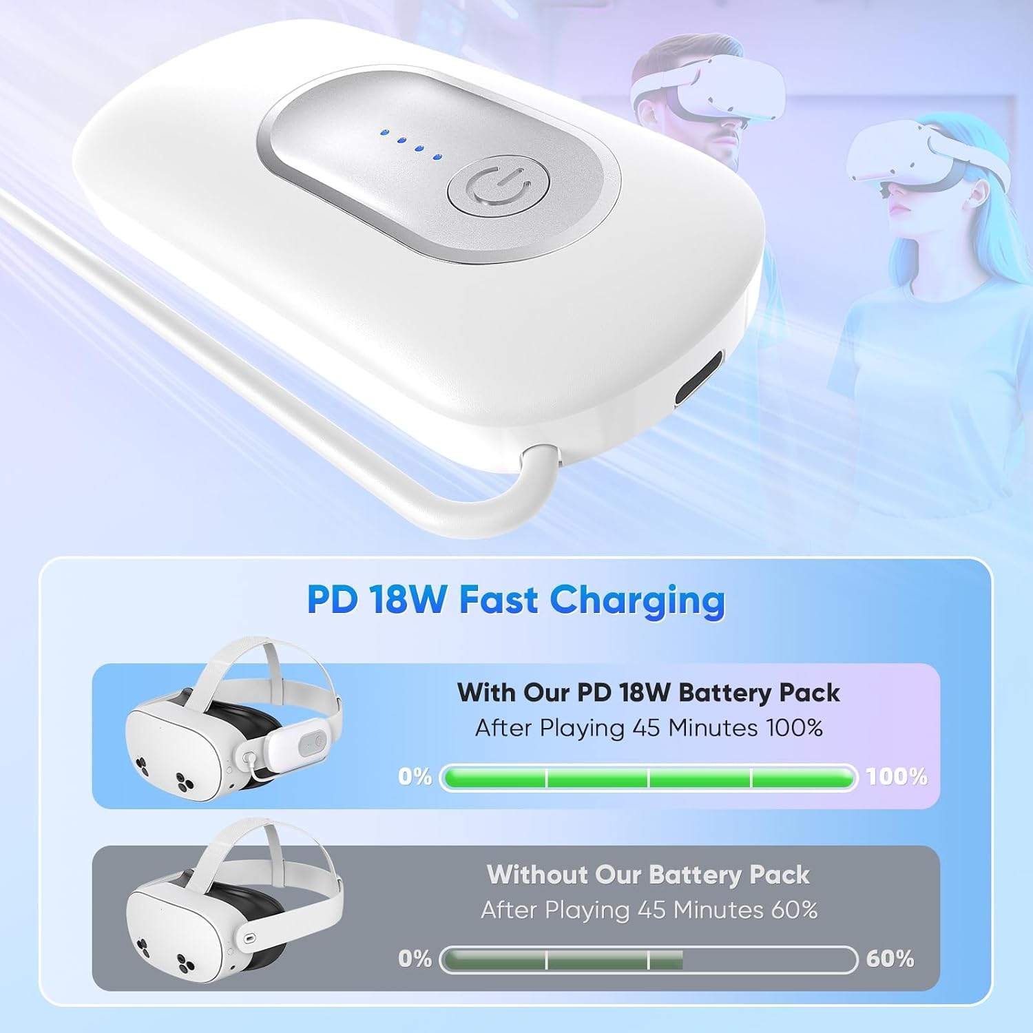 BATERÍA EXTERNA YUANHOT 2 PACK 20000MWH PARA META QUEST 3/3S/2 - 5