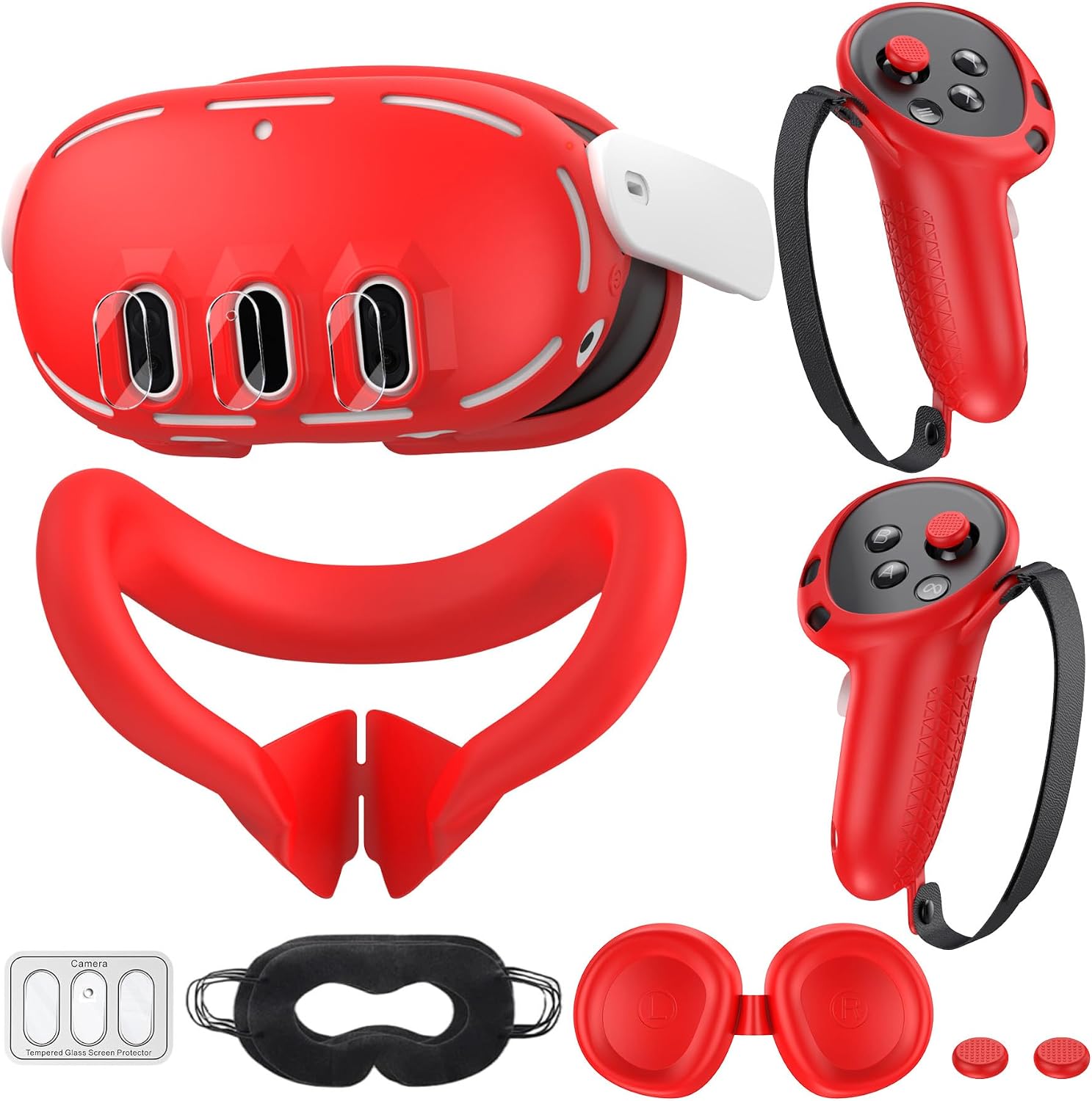 SET DE ACCESORIOS DE SILICONA PARA META/OCULUS QUEST 3 KANG YU ROJO - 1