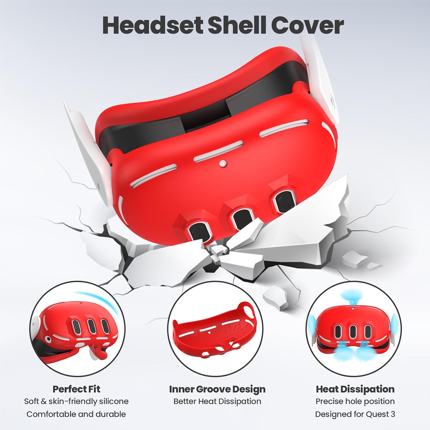 SET DE ACCESORIOS DE SILICONA PARA META/OCULUS QUEST 3 KANG YU ROJO - 2